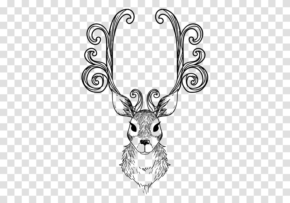 Free Photo Horns Animal Reindeer Mammal Head Black And White, Gray, World Of Warcraft Transparent Png