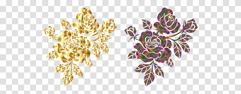 Free Photo Rose Plant Gold Flower Floral Decorative Max Pixel Vector Motifs, Pattern, Ornament, Fractal, Floral Design Transparent Png