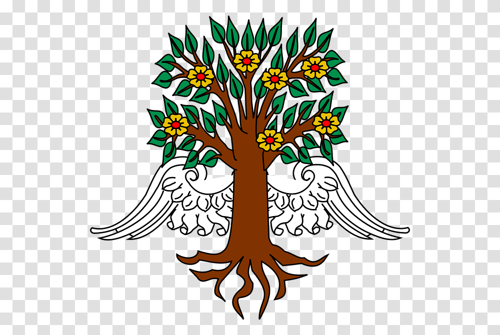 Free Photo Tree Roots Wings Max Pixel Tree Heraldry, Plant, Art, Bird, Animal Transparent Png