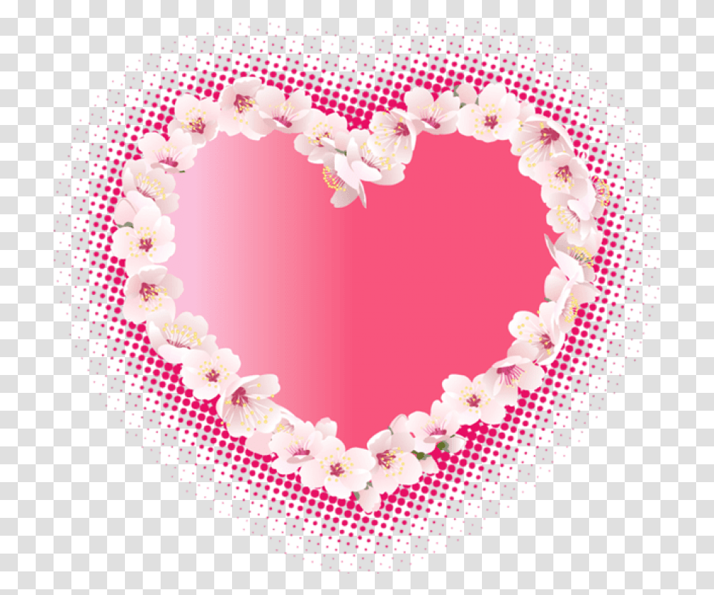 Free Pink Heart With Flowers Pink Hearts And Flowers Clip Art, Birthday Cake, Dessert, Food, Paper Transparent Png