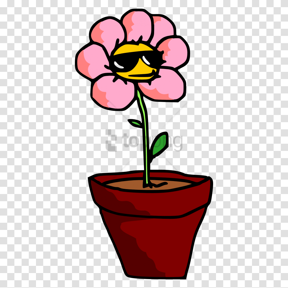 Free Plants With Sunglasses Cartoon Image With Cartoon Flower Pot, Blossom, Rose, Vehicle, Transportation Transparent Png