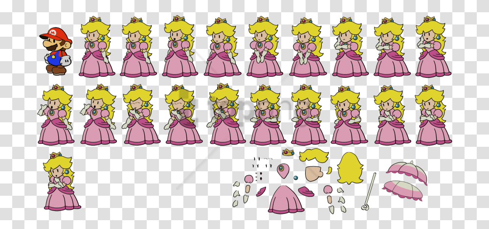 Free Princess Peach Paper Mario Image With Princess Peach Sprites Paper Mario, Comics, Book, Leisure Activities, Crowd Transparent Png