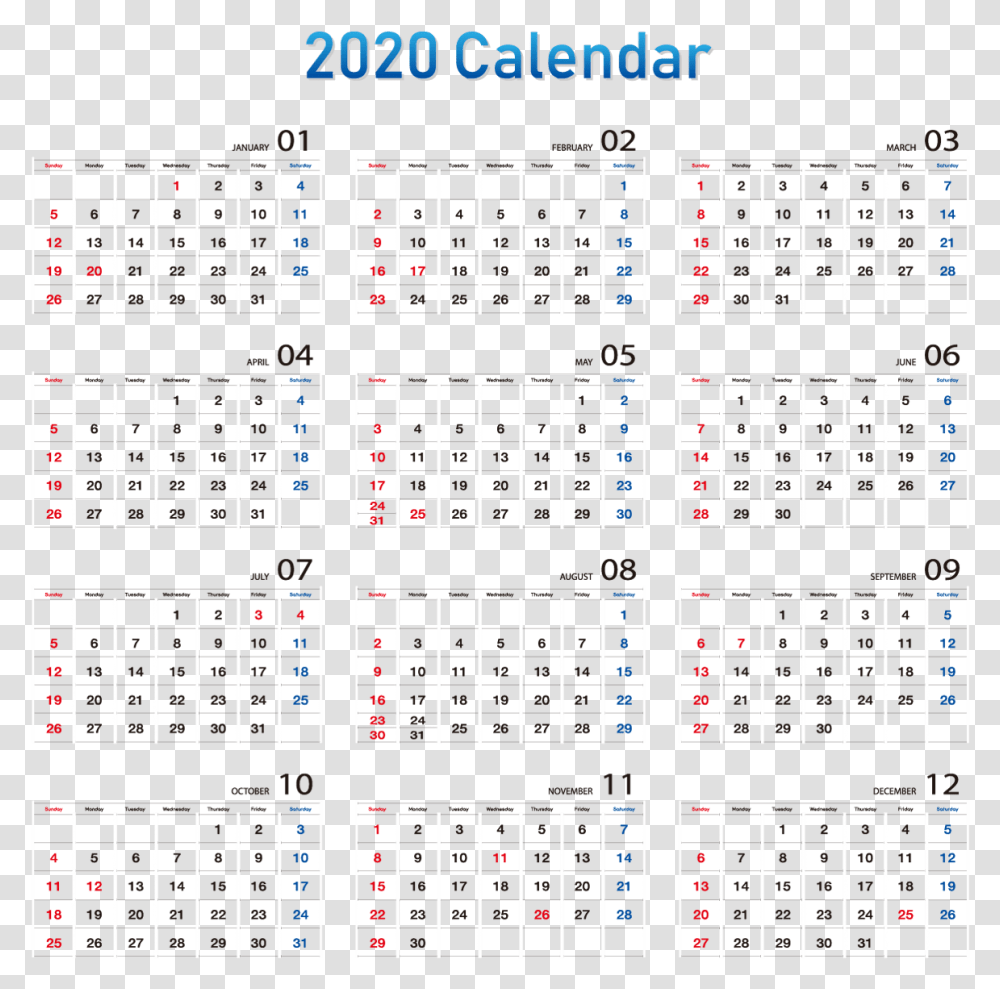 Free Printable 2020 Yearly Calendar On One, Electrical Device, Computer Keyboard, Hardware Transparent Png