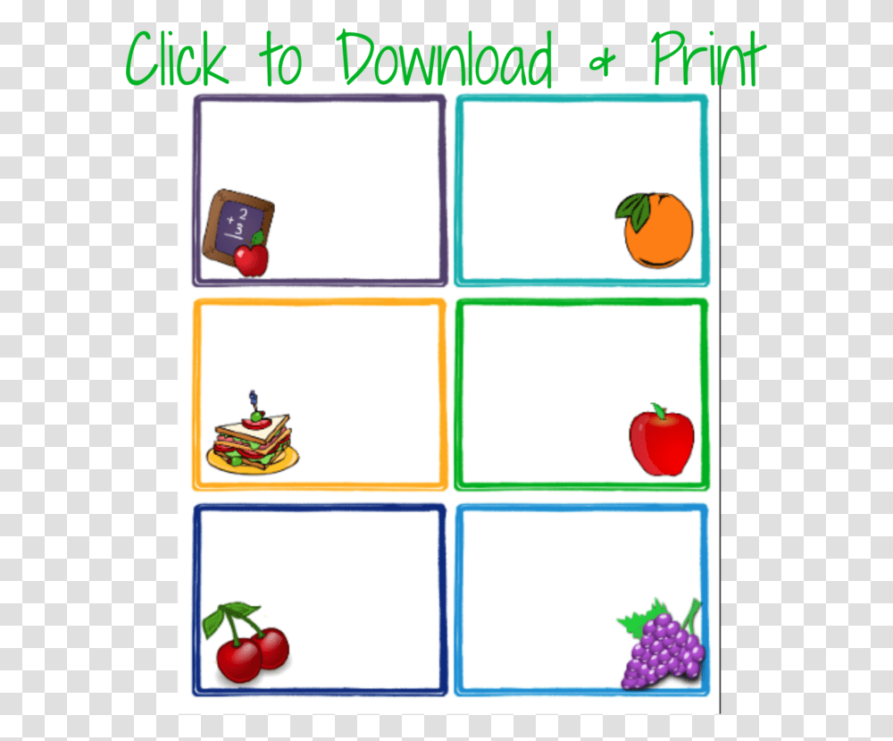 Free Printable Blank Lunchbox Notes For Kids Free Printable Blank Lunch Box Notes, Plant, Label, Fruit Transparent Png