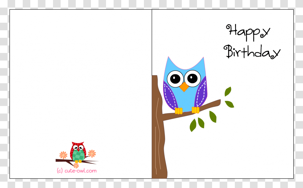 Free Printable Cute Owl Birthday Cards Inside Birthday Happy Birthday Printable Card For Friend, Bluebird, Animal, Cat, Pet Transparent Png