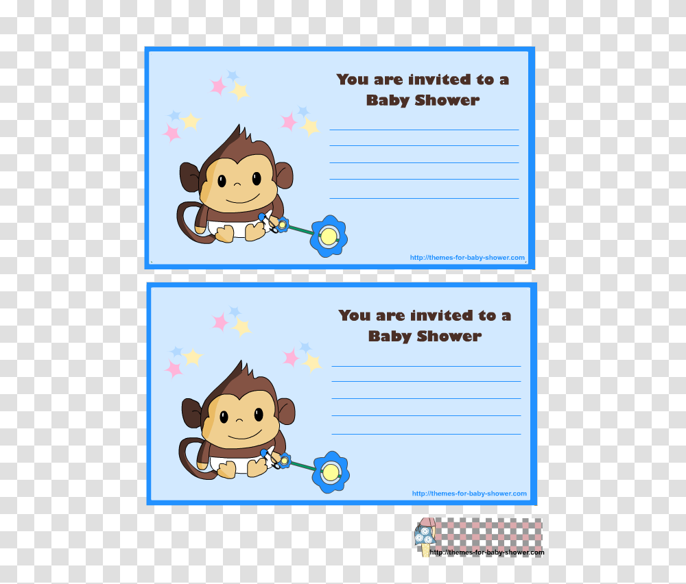 Free Printable Monkey Baby Shower Invitations, Envelope, Mail, Greeting Card Transparent Png