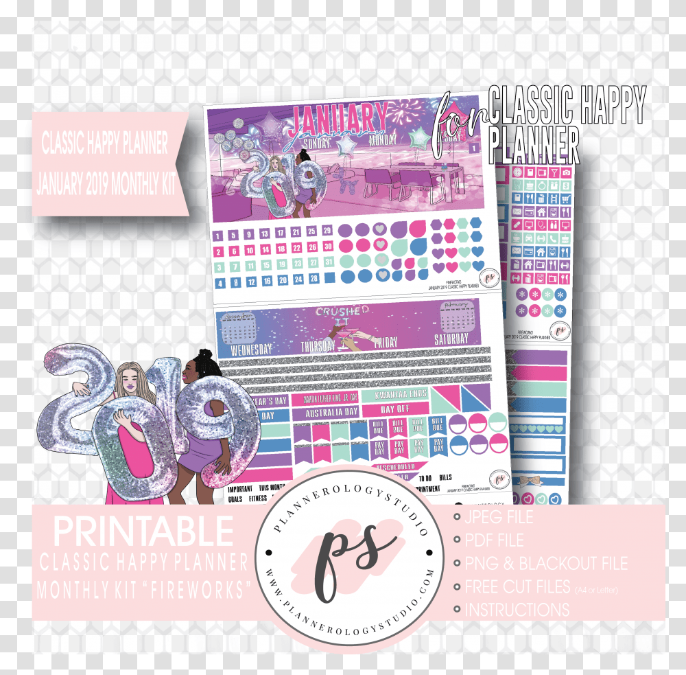 Free Printable Planner Stickers 2019 Transparent Png