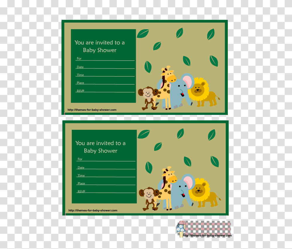 Free Printable Safari Baby Shower Invitations, Poster, Advertisement, Flyer, Paper Transparent Png