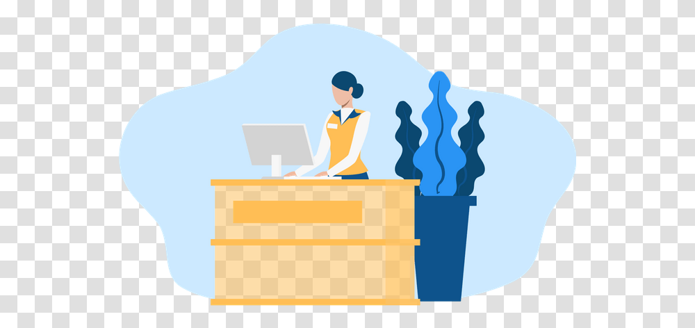 Free Receptionist Working Receptionist Illustration, Person, Sitting, Worker, Crowd Transparent Png