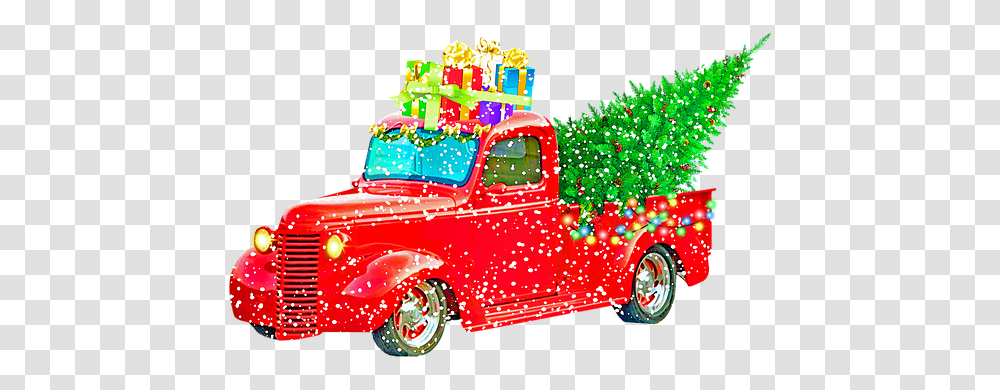 Free Red Truck Images Old Red Christmas Truck, Vehicle, Transportation, Tree, Plant Transparent Png
