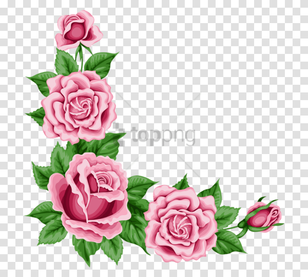 Free Roses Corner Border Image With Flower Border Pink, Plant, Blossom, Flower Arrangement, Carnation Transparent Png