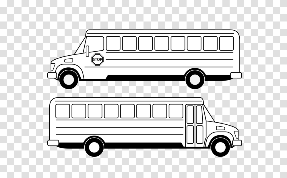 Free School Bus Clipart Black And White Images, Vehicle, Transportation, Van, Car Transparent Png