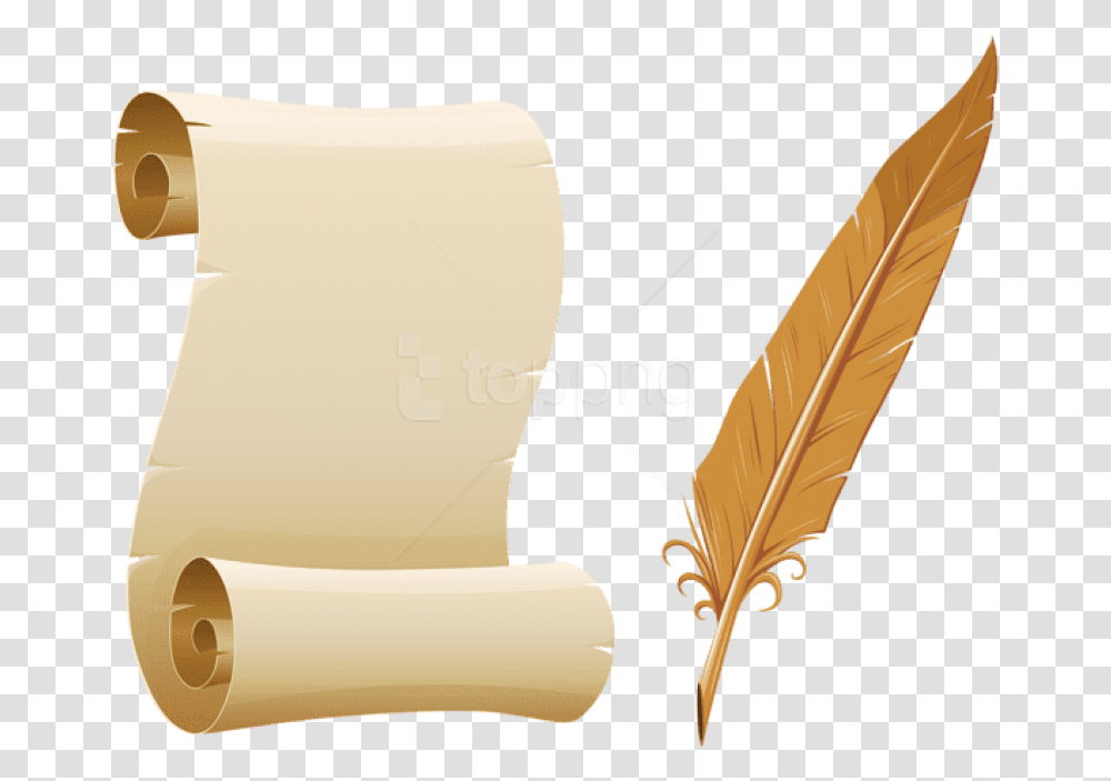 Free Scrolled Paper And Quill Pen Clipart Paper And Quill, Bottle Transparent Png