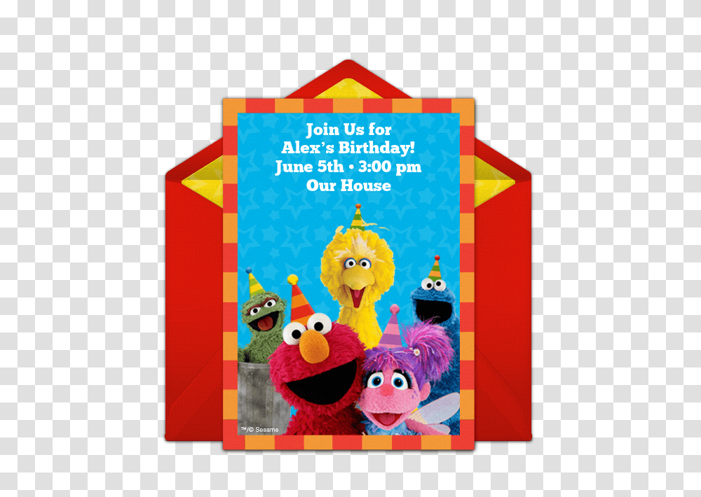 Free Sesame Street Party Online Invitation, Toy, Poster, Advertisement, Envelope Transparent Png