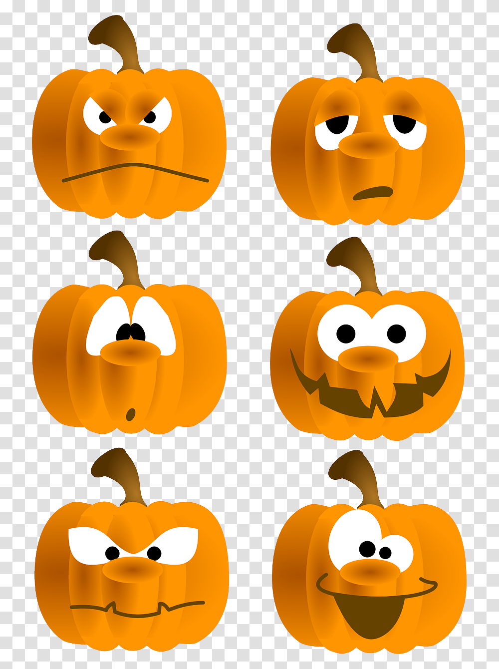 Free Set Of Six Funny Pumpkin Faces Clip Art Silly Pumpkin Faces Clipart, Vegetable, Plant, Food, Halloween Transparent Png