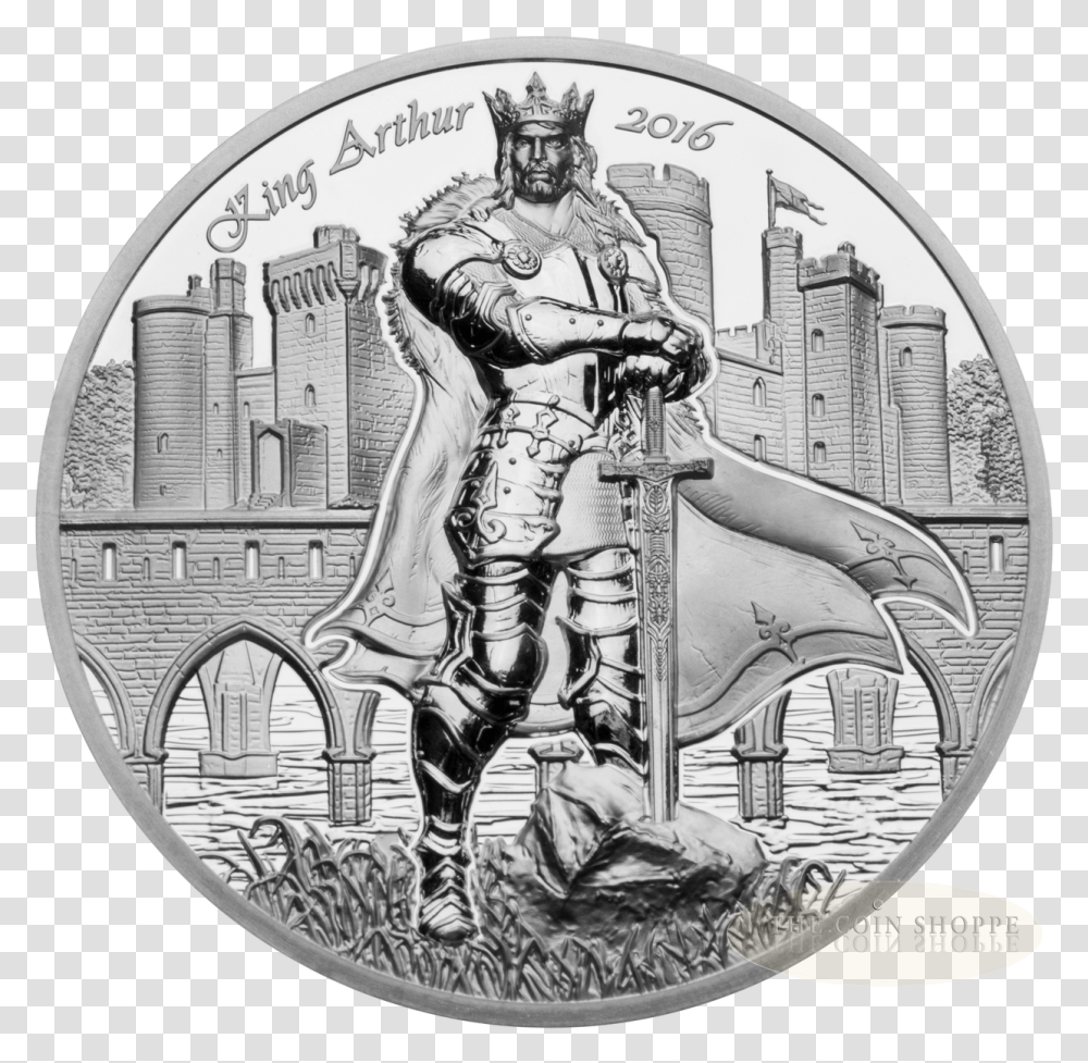 Free Shipping For Usa Amp Canada King Arthur Legends Of Camelot Silver 2 Oz Coin, Money, Person, Human, Nickel Transparent Png