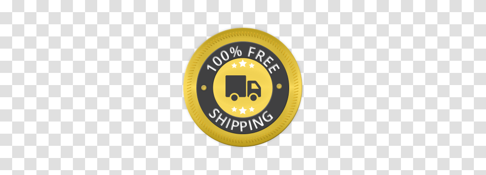 Free Shipping, Label, Advertisement, Gold Transparent Png