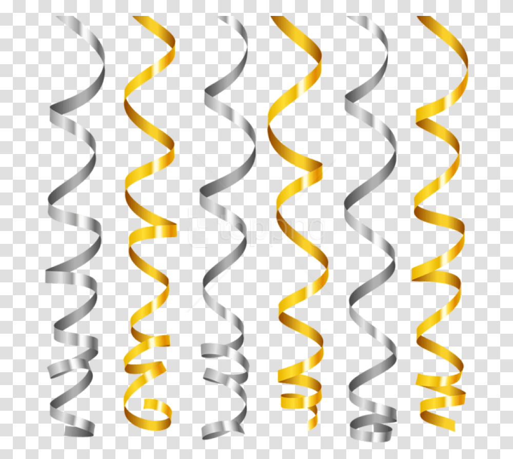 Free Silver And Gold Curly Ribbons Gold Ribbons, Spiral, Coil, Paper, Confetti Transparent Png
