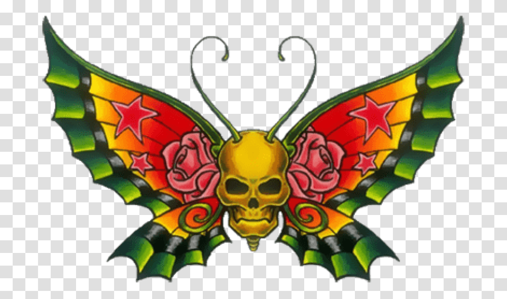 Free Skullbutterfly Images Butterfly Skull Design Tattoo, Person, Human, Insect Transparent Png