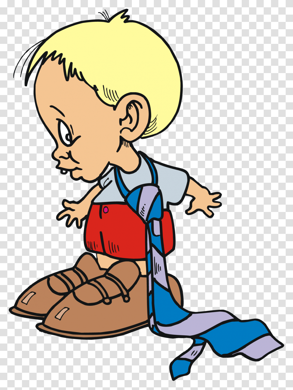 Free Small Child Wearing His Dads Cloths Vector Clip Clipart Getting Dressed, Person, Human, Kneeling, Outdoors Transparent Png