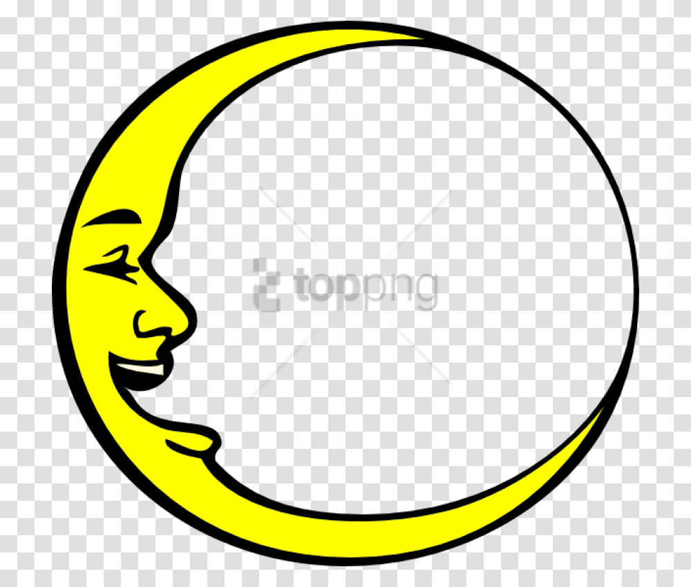 Free Smiling Crescent Moon Image With Full Moon Black And White, Label, Logo Transparent Png
