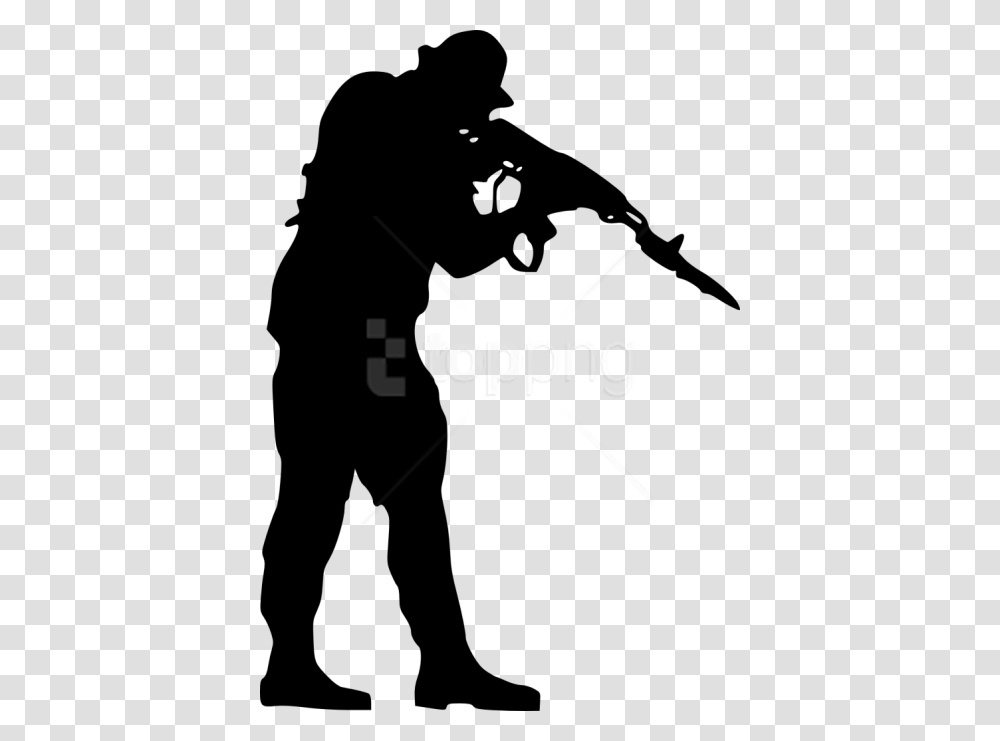 Free Soldier Silhouette Silhouette Soldier, Person, Human, Ninja, Kneeling Transparent Png