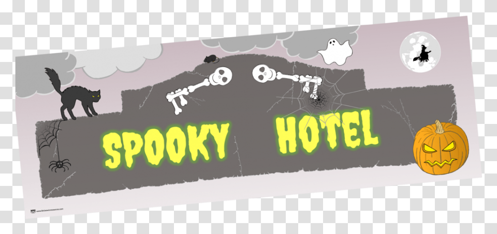 Free Spooky Halloween Hotel Banner Printable Early Yearsey Banner, Text, Dog, Animal, Alphabet Transparent Png
