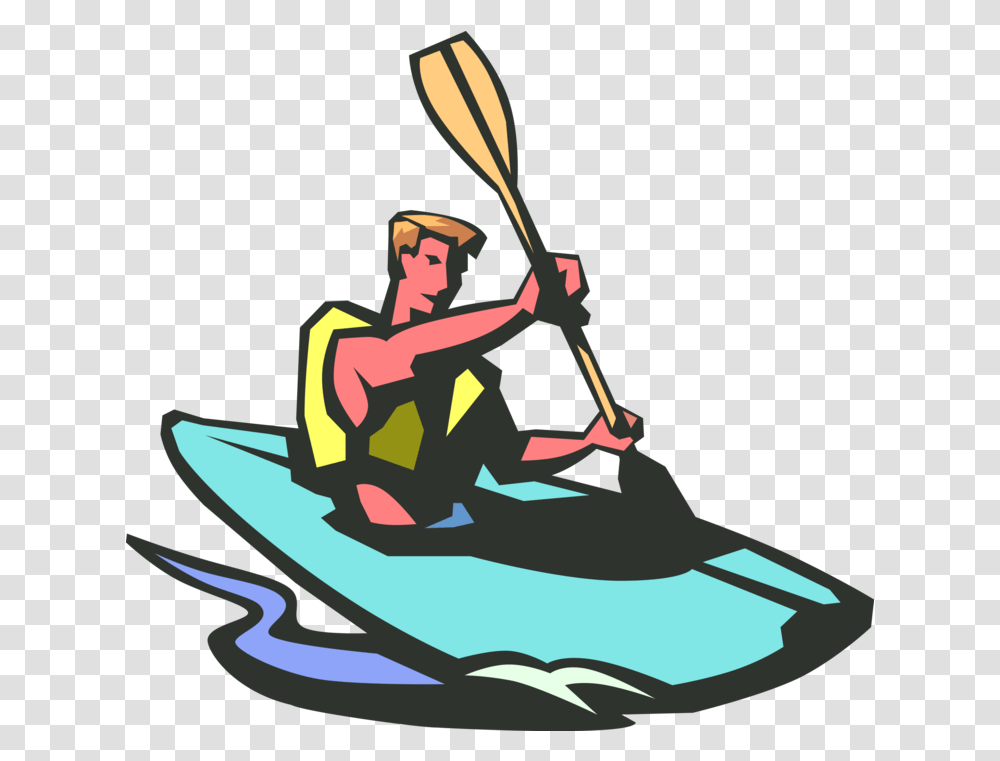 Free Stock Kayaker Kayaks Rapids Kayaking Clipart, Transportation, Vehicle, Jet Ski, Paddle Transparent Png