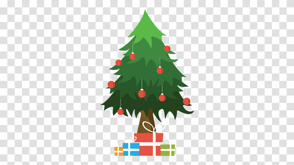 Free Svg Psd Eps Ai Icon Font Christmas Tree And Gifts Icon, Plant, Ornament, Poster, Advertisement Transparent Png