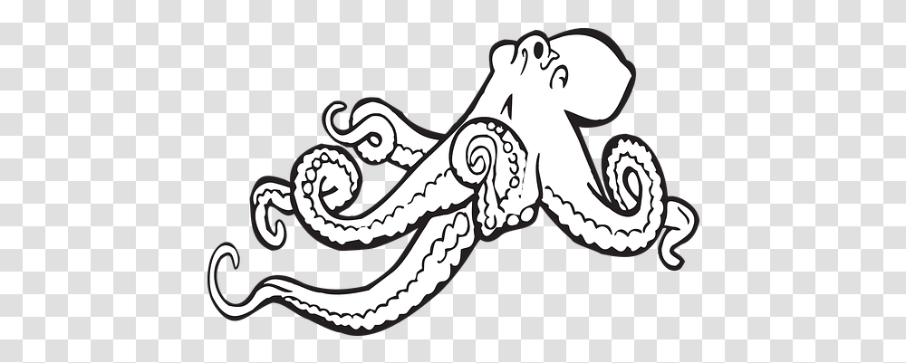 Free Tentacles Octopus Vectors Octopus Clipart Black And White, Invertebrate, Sea Life, Animal Transparent Png
