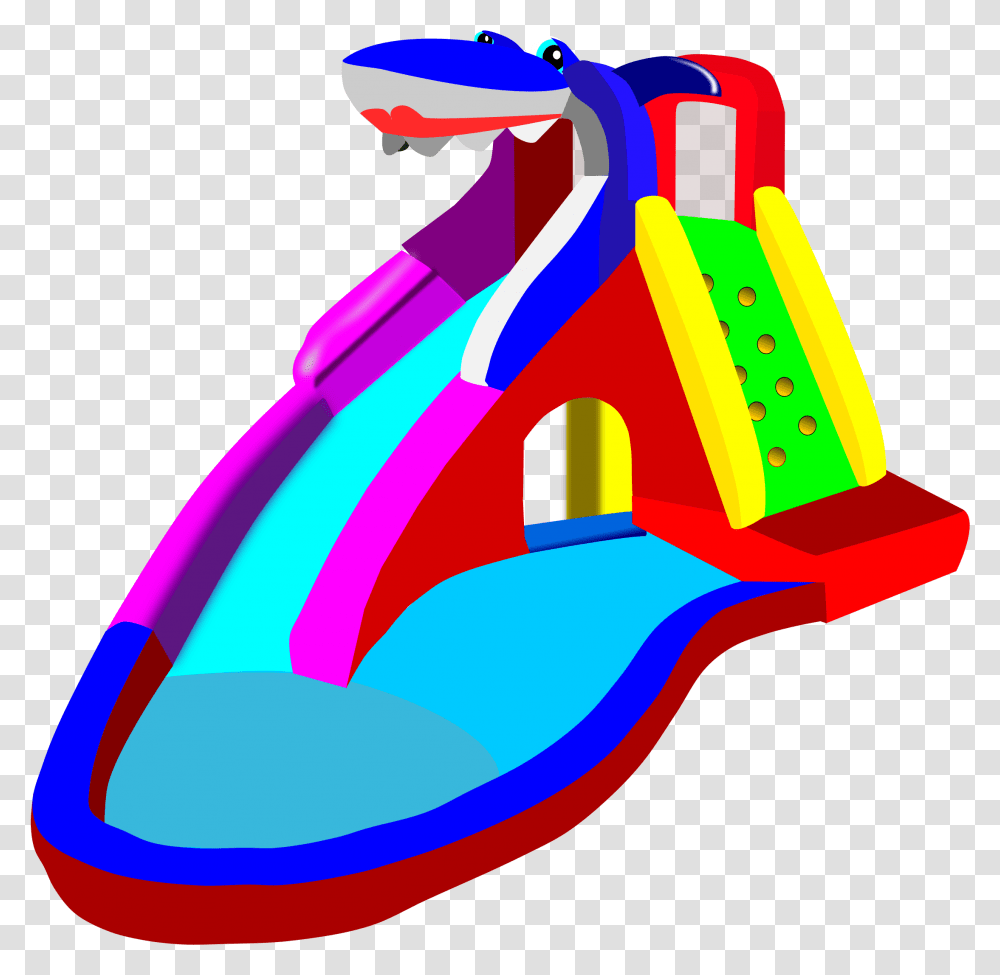 Free To Use Amp Public Domain Theme Park Clip Art Inflatable Water Slide Clipart, Transportation, Vehicle, Hammer Transparent Png