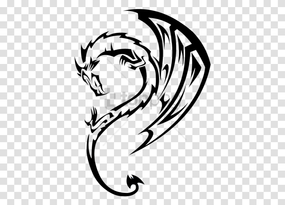 Free Tribal Dragon Image With Background Dragon Tattoo, Stencil, Wasp, Bee, Insect Transparent Png