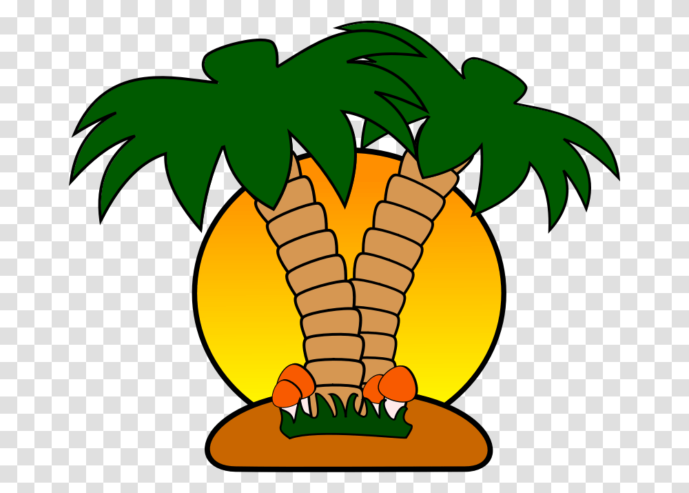 Free Tropical Island With Palm Trees Clip Art, Plant, Food, Vegetable, Fruit Transparent Png