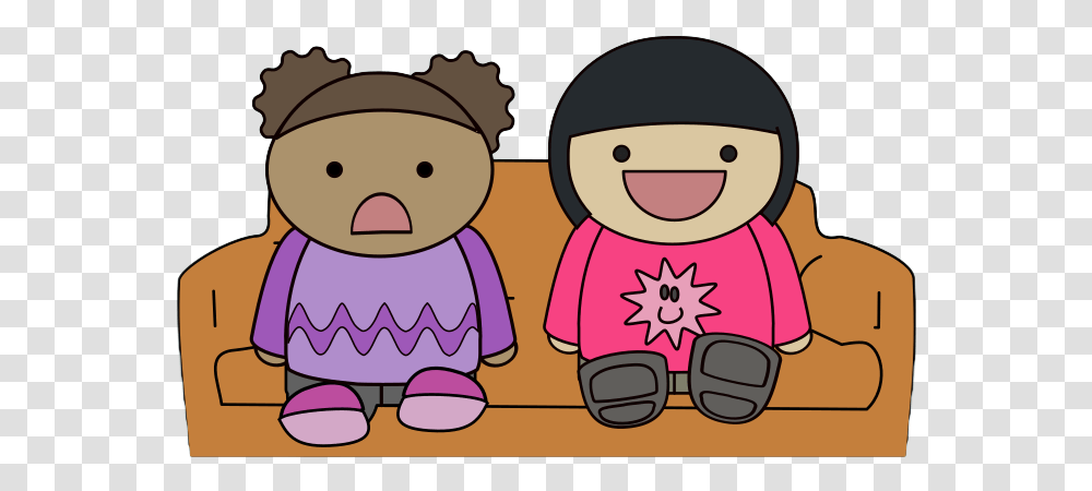 Free Two Kids Watching Tv Clip Art Girl Watching Tv Clipart, Toy, Doll, Plush, Sunglasses Transparent Png
