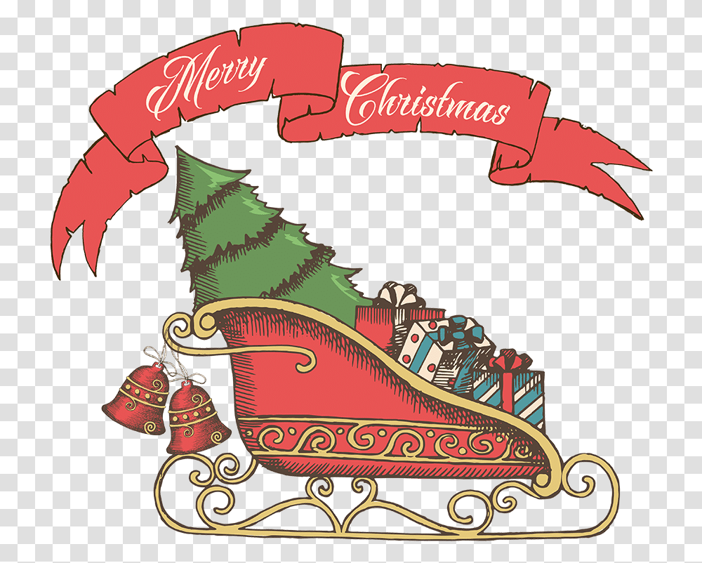 Free & Cute Santa Sleigh Clipart For Your Holiday Christmas Day, Graphics, Clothing, Floral Design, Pattern Transparent Png