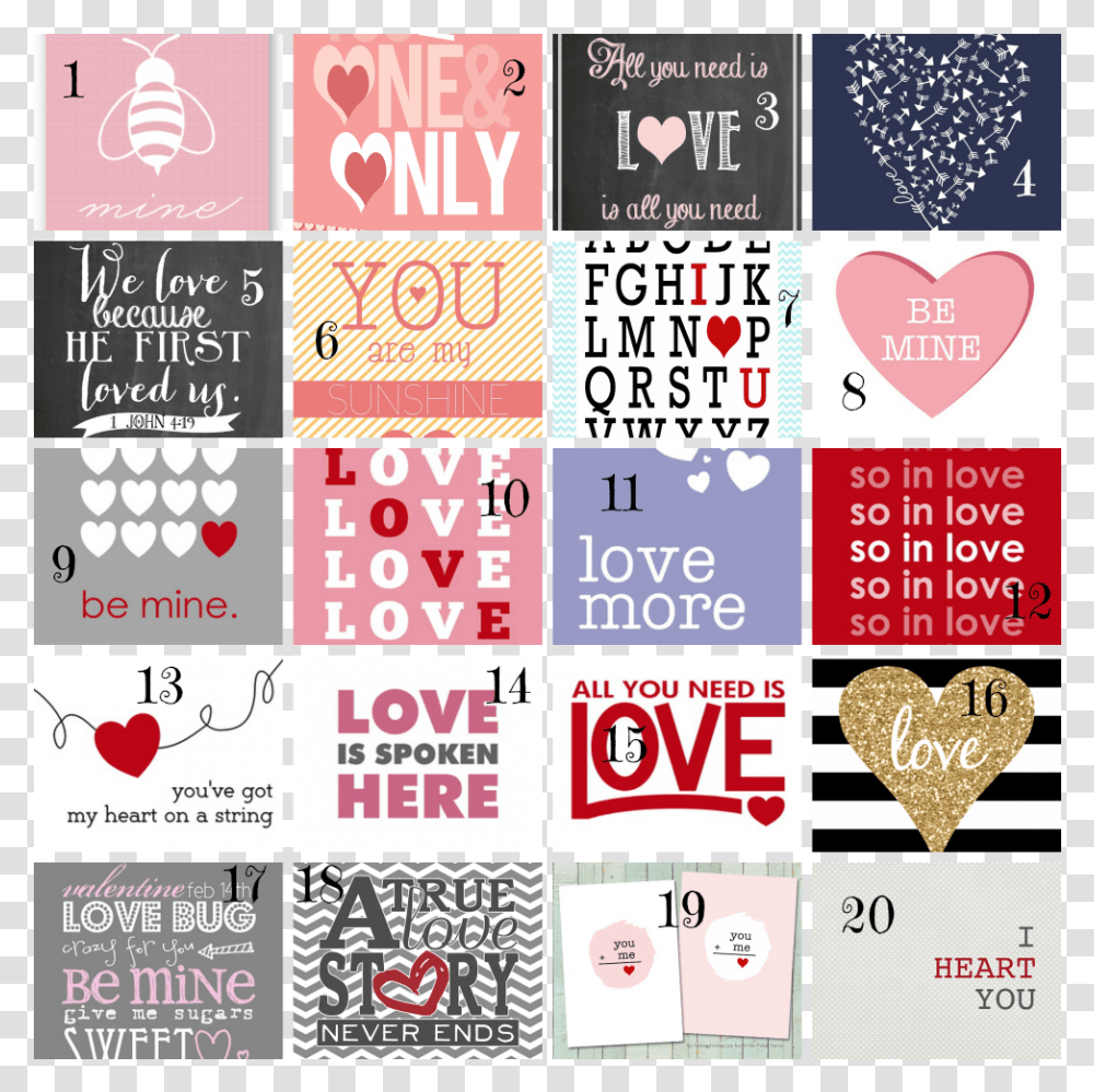 Free Valentine's Day Printables For Quick Amp Easy Heart, Alphabet, Word, Number Transparent Png