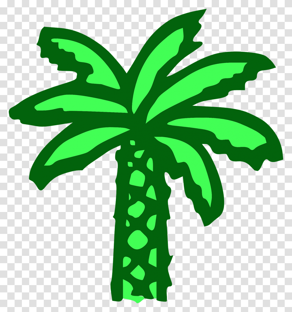 Free Vector Cartoon Green Palm Tree Clip Art Graphic Cartoon Palm Tree, Plant, Arecaceae, Leaf, Painting Transparent Png