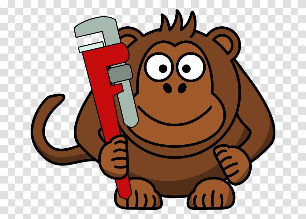 Free Vector Cartoon Monkey With Wrench Monkey Holding A Wrench, Label, Alphabet, Hand Transparent Png