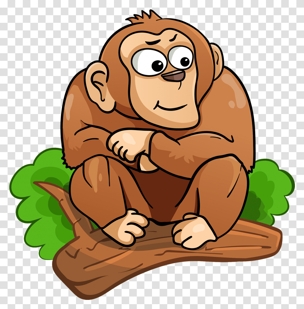 Free Vector Graphic Sad Monkey On A Tree Cartoon, Wildlife, Animal, Mammal, Lion Transparent Png