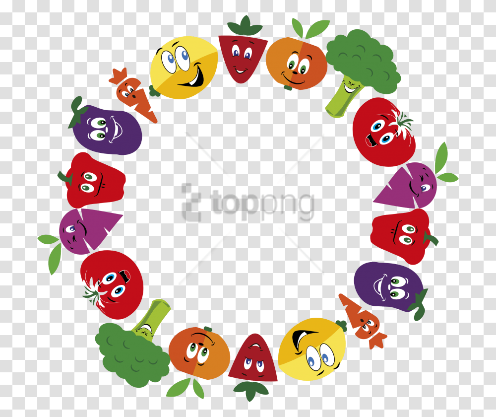 Free Vegetables And Fruits Frame Image With Round Frame Color, Number Transparent Png
