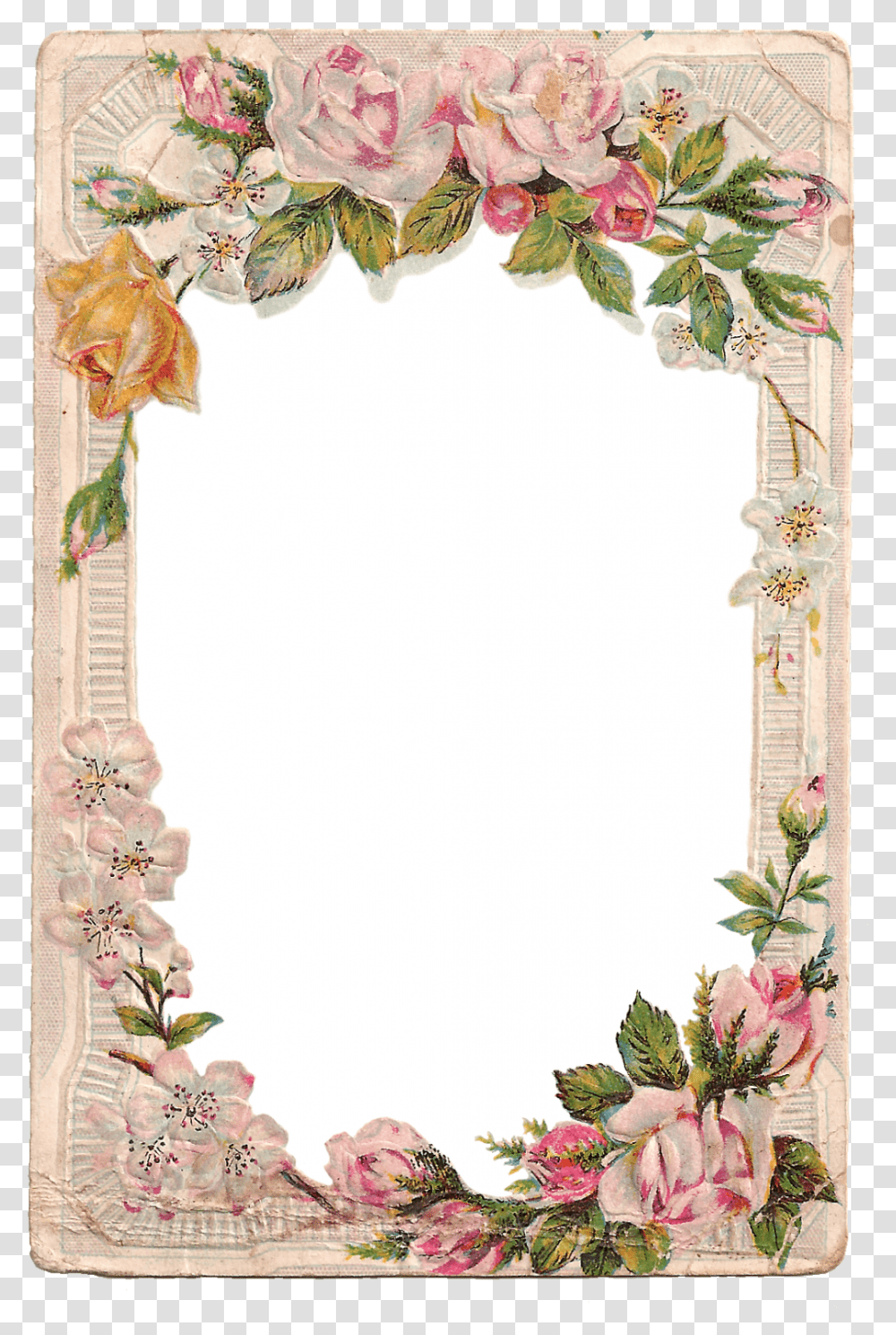 Free Vintage Digital Flower Frame With Roses And Dogwood Frame Flower Border Design, Mirror, Rug, Painting, Art Transparent Png