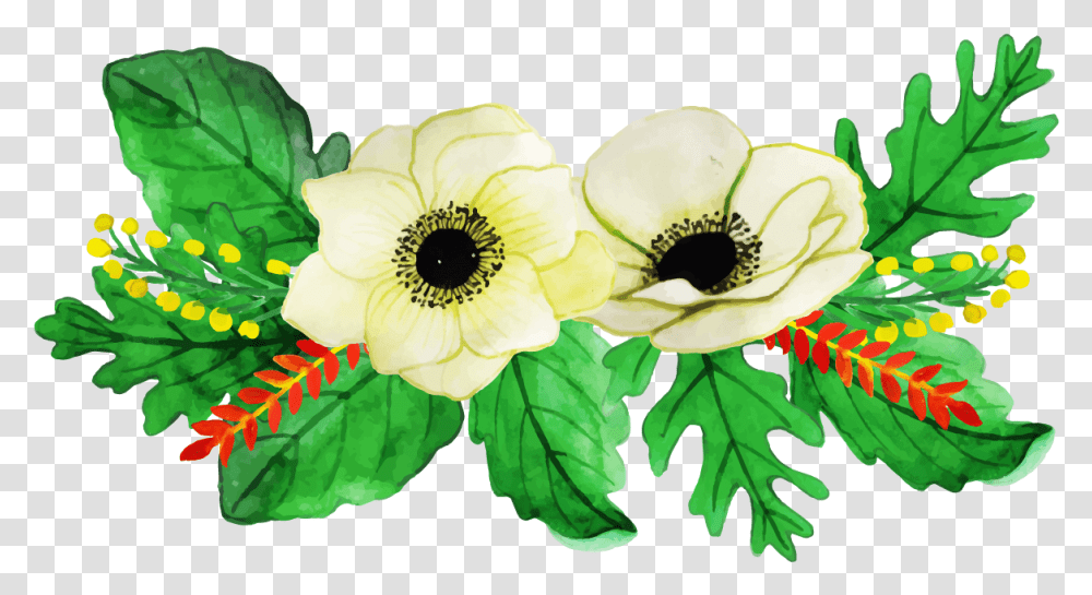 Free Watercolor Floral Bunch Konfest Artificial Flower, Anemone, Plant, Blossom, Anther Transparent Png