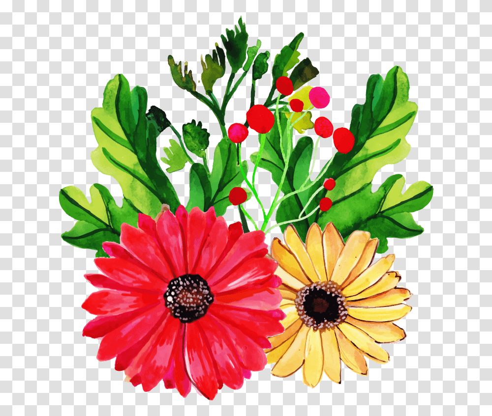 Free Watercolor Floral Bunch Konfest, Plant, Flower, Dahlia, Petal Transparent Png