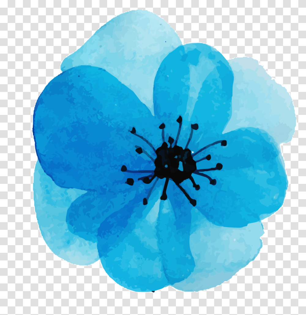 Free Watercolor Floral Konfest Green Blue Teal Watercolor Flower, Plant, Blossom, Geranium, Anther Transparent Png