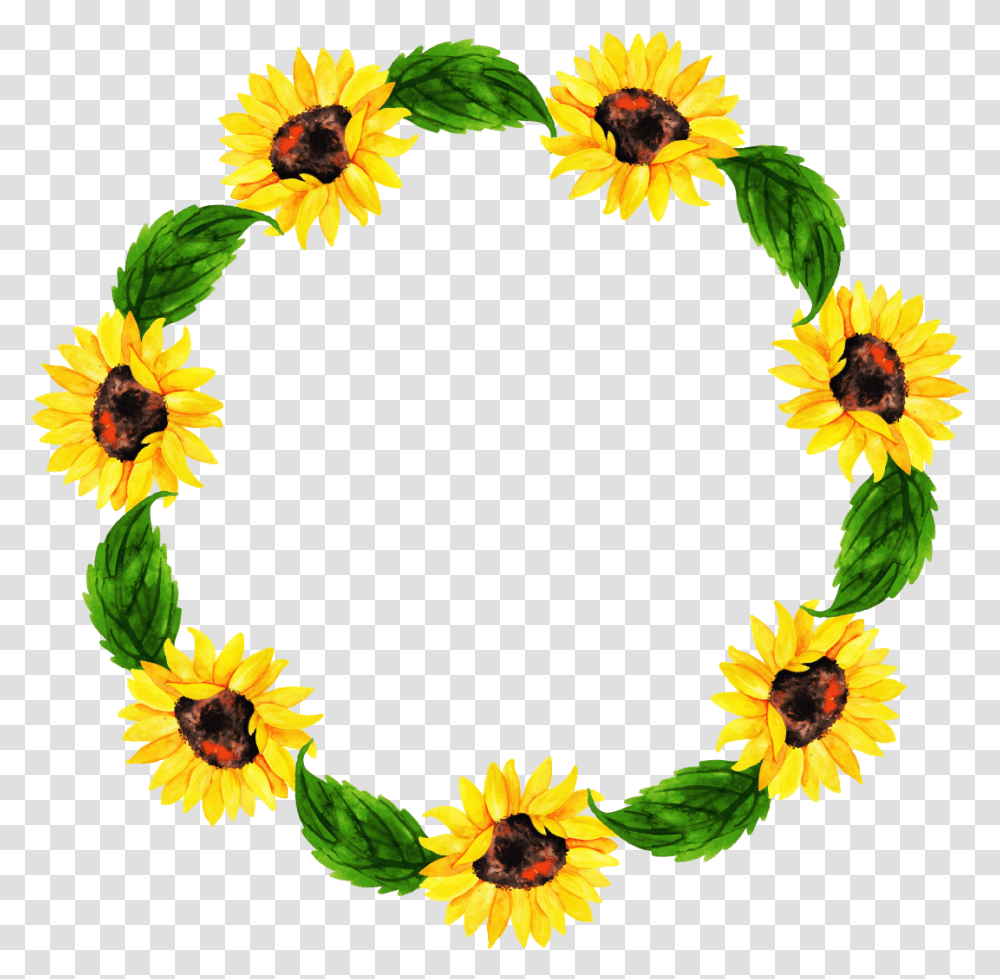 Free Watercolor Floral Wreath Konfest, Plant, Flower, Blossom, Sunflower Transparent Png
