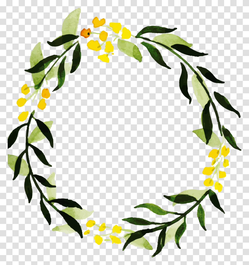 Free Watercolor Floral Wreath Leaf, Plant, Green, Flower, Blossom Transparent Png