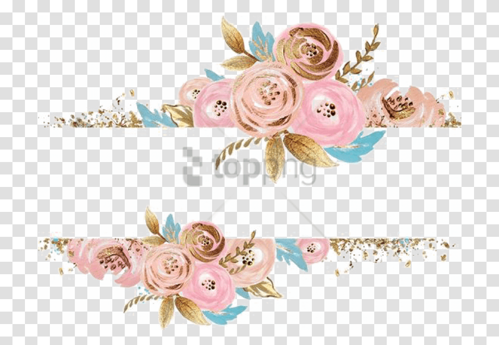 Free Watercolor Flower Gold Image With Rose Gold Flower, Envelope, Mail, Greeting Card, Floral Design Transparent Png