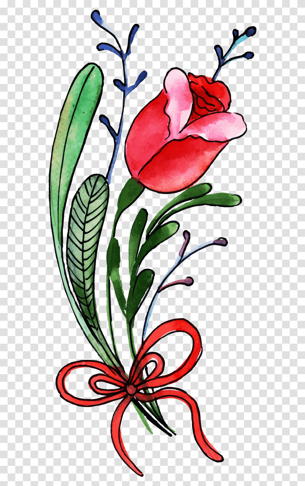 Free Watercolor Valentine Floral Konfest, Plant, Rose, Flower, Blossom Transparent Png