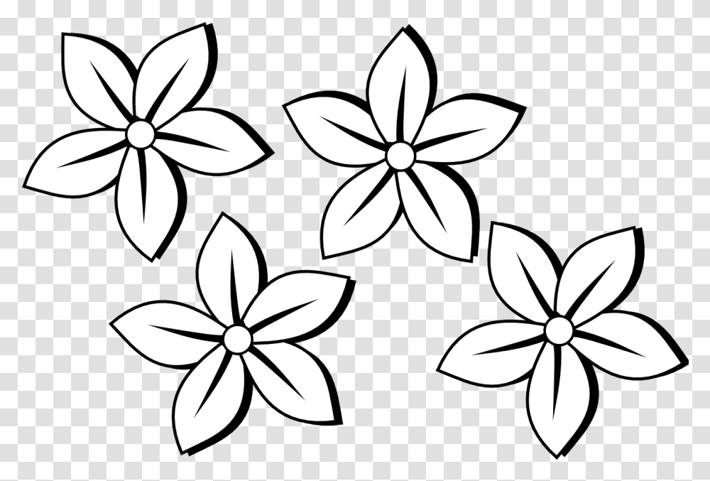 Free White Flower Clipart Flowers Drawing Black And White, Stencil, Floral Design, Pattern Transparent Png