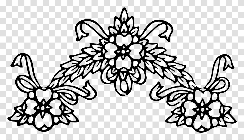 Free Wreath Vector Flower Clip Art Black And White, Gray, World Of Warcraft Transparent Png